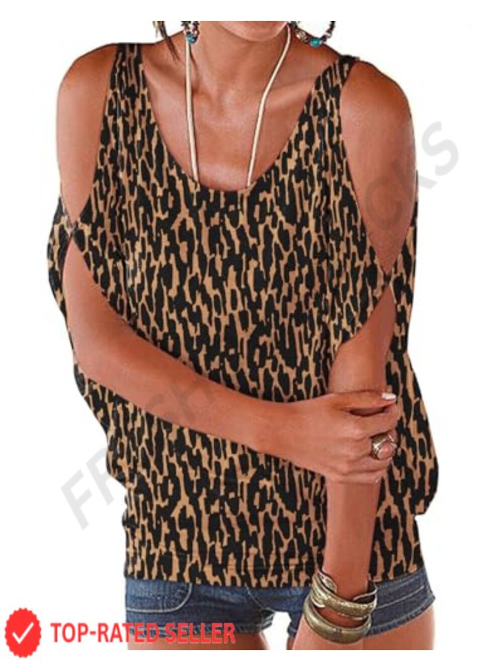 Womens Cold Shoulder Top Short Sleeve Loose Summer Blouse Casual